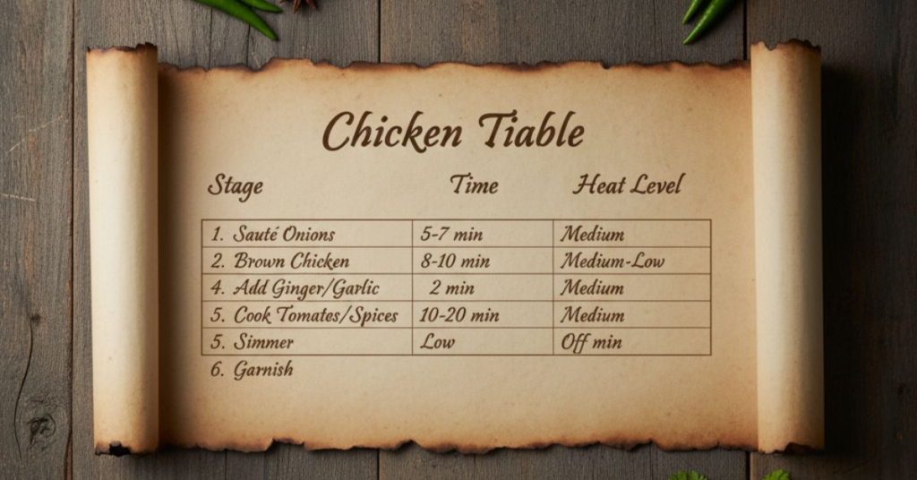 Cooking Time Table